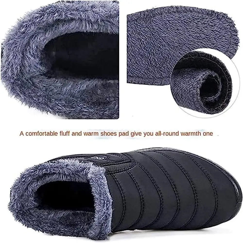 Men’s-Shoes Warm High Top Plush Loafers Winter Boots