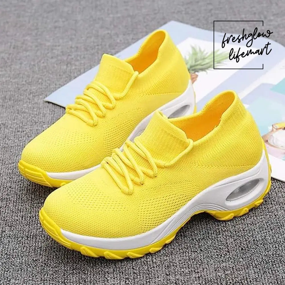 Sneaker slippers pink Mesh Shoes Thick Cushion white sneakers for women slip on leather Yellow / 35