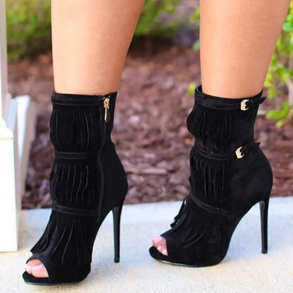 Womens Tassel Zipper Fashion High Heels 01-02High-heeled sandals