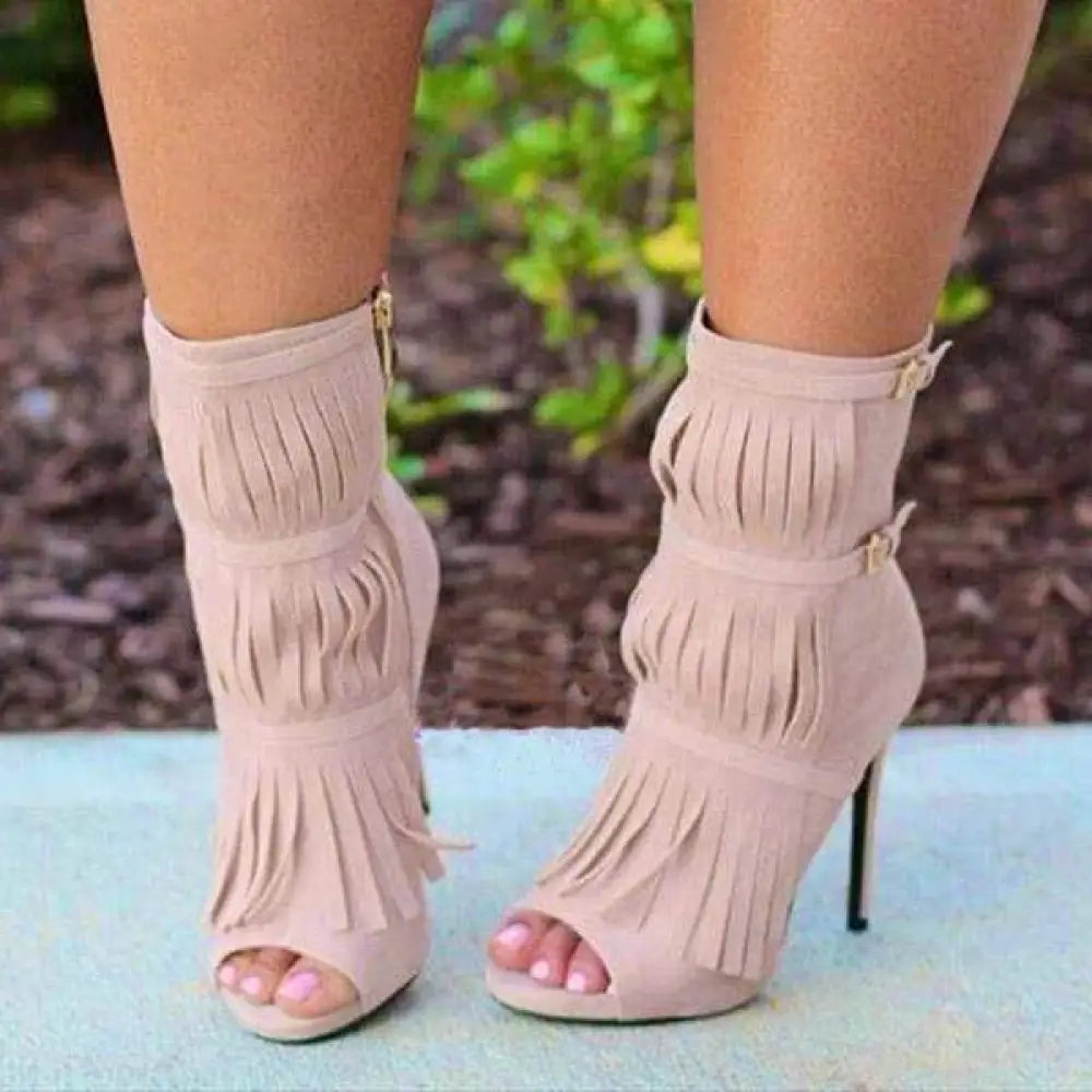 Womens Tassel Zipper Fashion High Heels 01-02High-heeled sandals