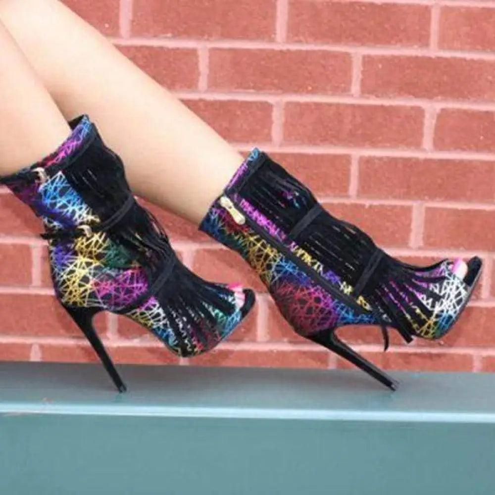 Womens Tassel Zipper Fashion High Heels 01-02High-heeled sandals