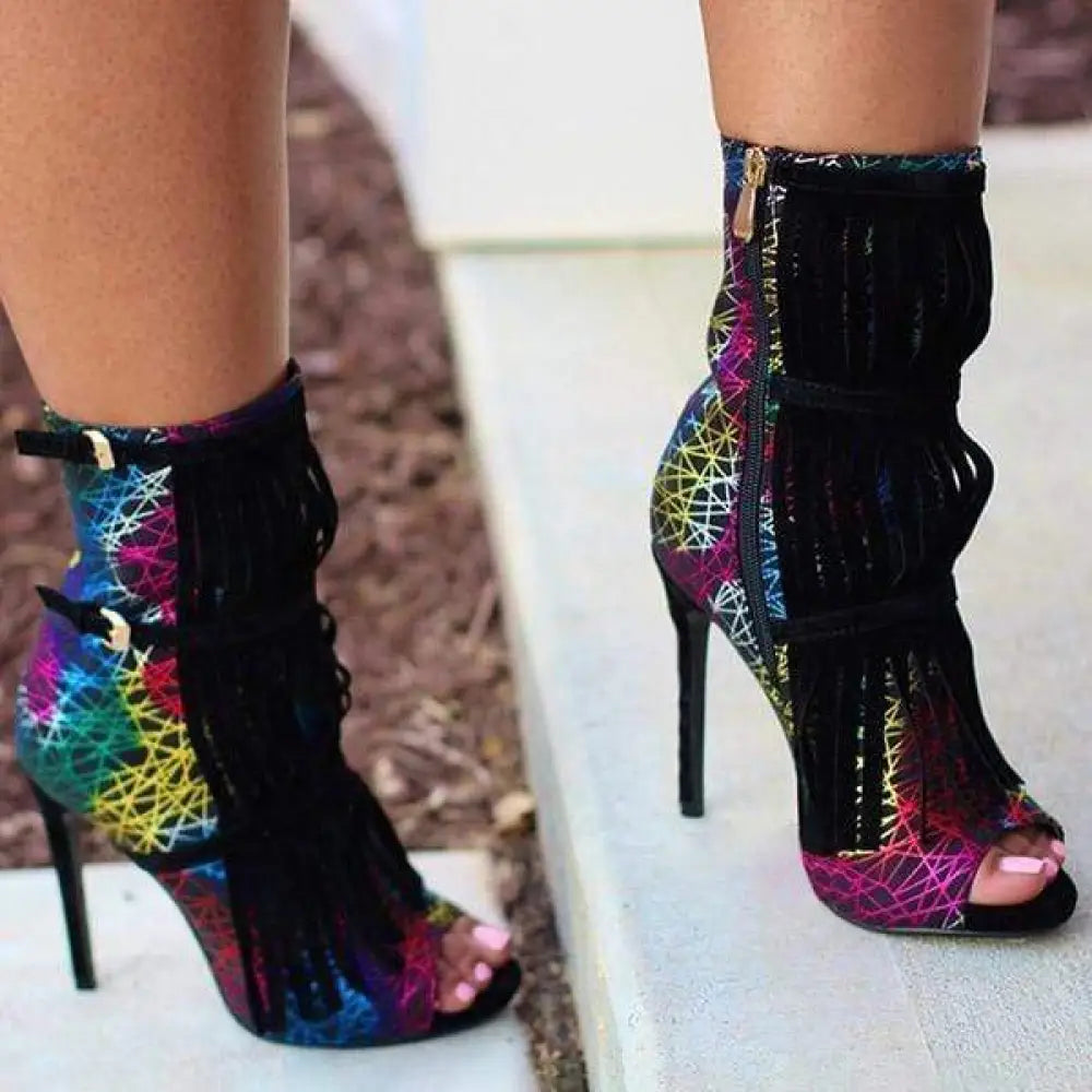Womens Tassel Zipper Fashion High Heels 01-02High-heeled sandals