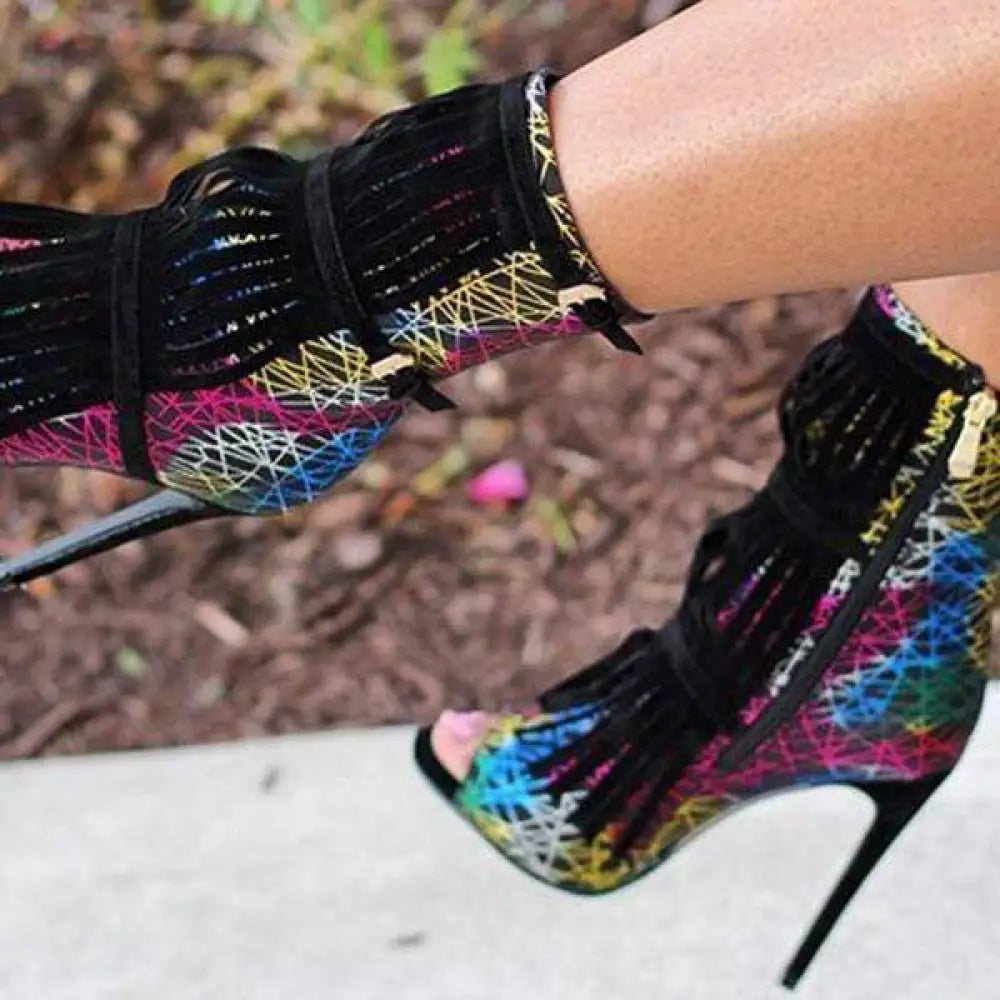 Womens Tassel Zipper Fashion High Heels 01-02High-heeled sandals