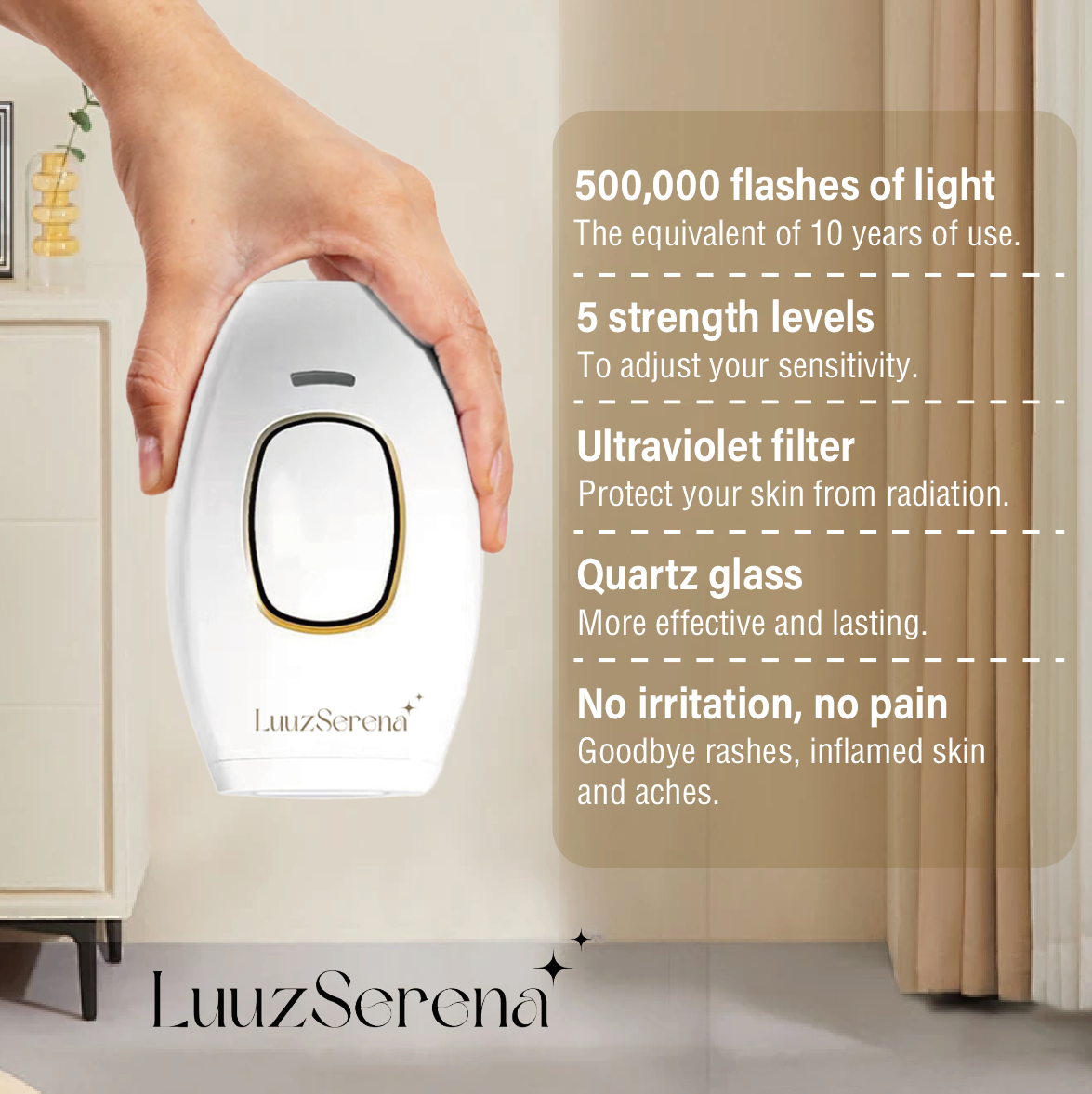 LuuzSerena IPL Soft Hair Removal Device + Conductive Gel Gift