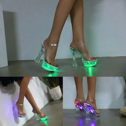 Sexy Platform LED Luminous Light Up High Heels Pumps Stripper Shoes High Heels