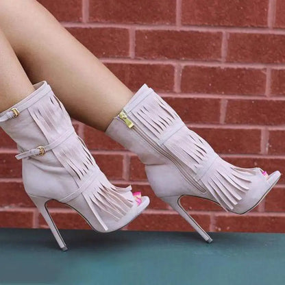 Womens Tassel Zipper Fashion High Heels 01-02High-heeled sandals